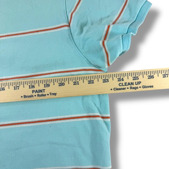 Old Navy Striped Polo Shirt Men's XL Aqua Blue Orange Cotton Short Sleeve - Picture 6 of 8